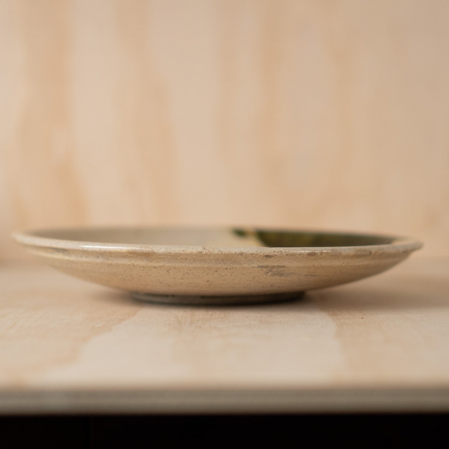 Antique Japanese Ceramic Edo period Mingei Oribe plate