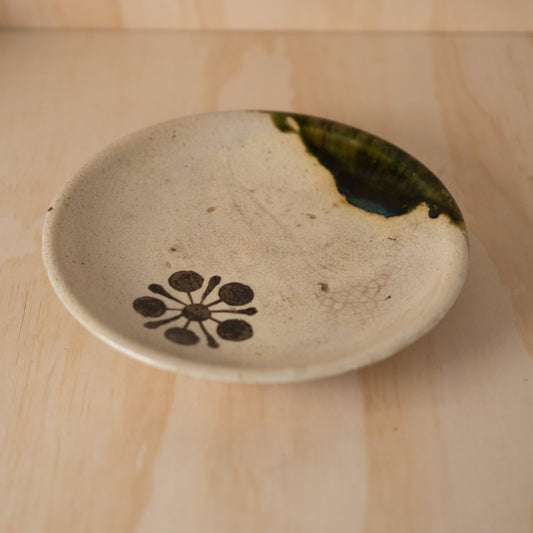 Antique Japanese Ceramic Edo period Mingei Oribe plate