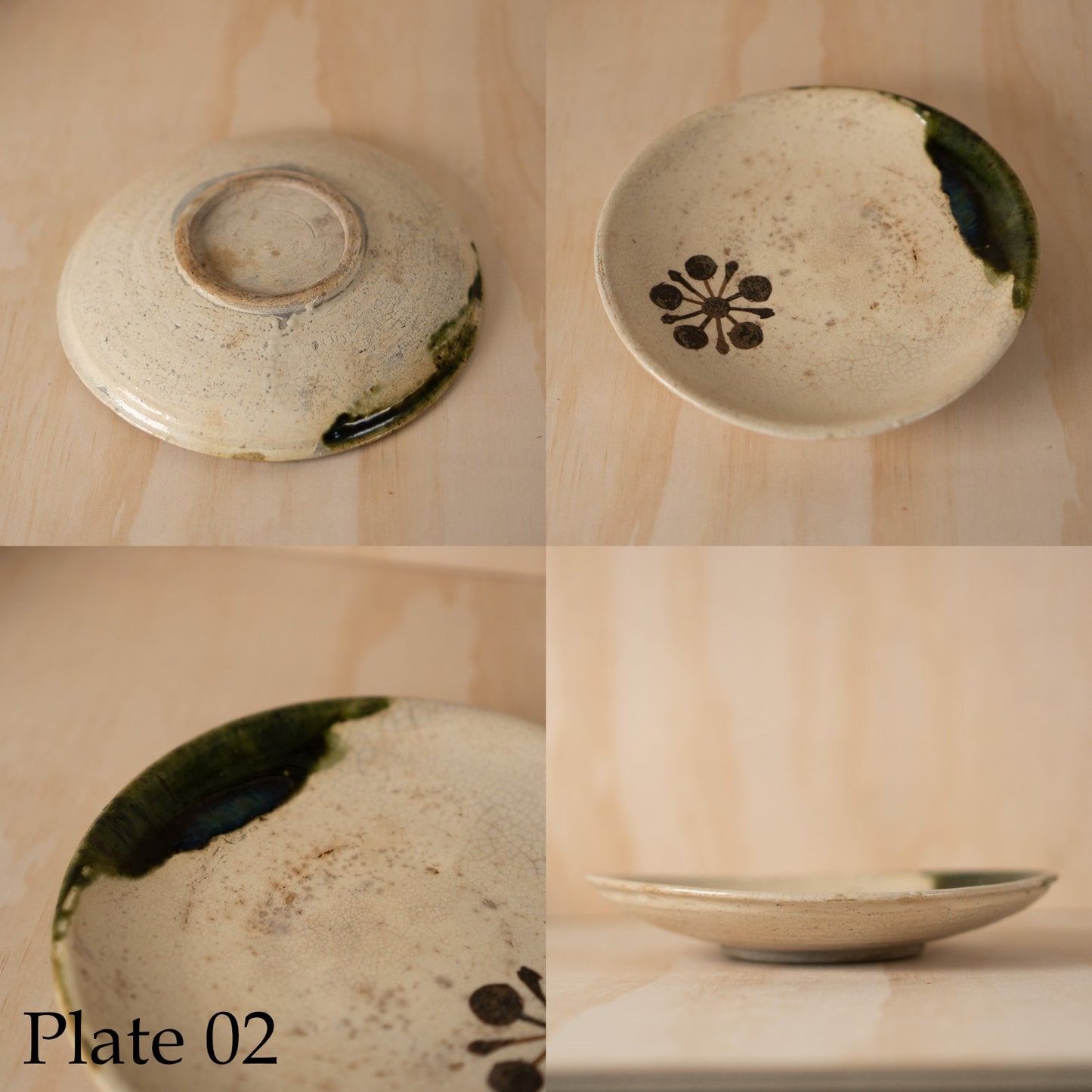 Antique Japanese Ceramic Edo period Mingei Oribe plate