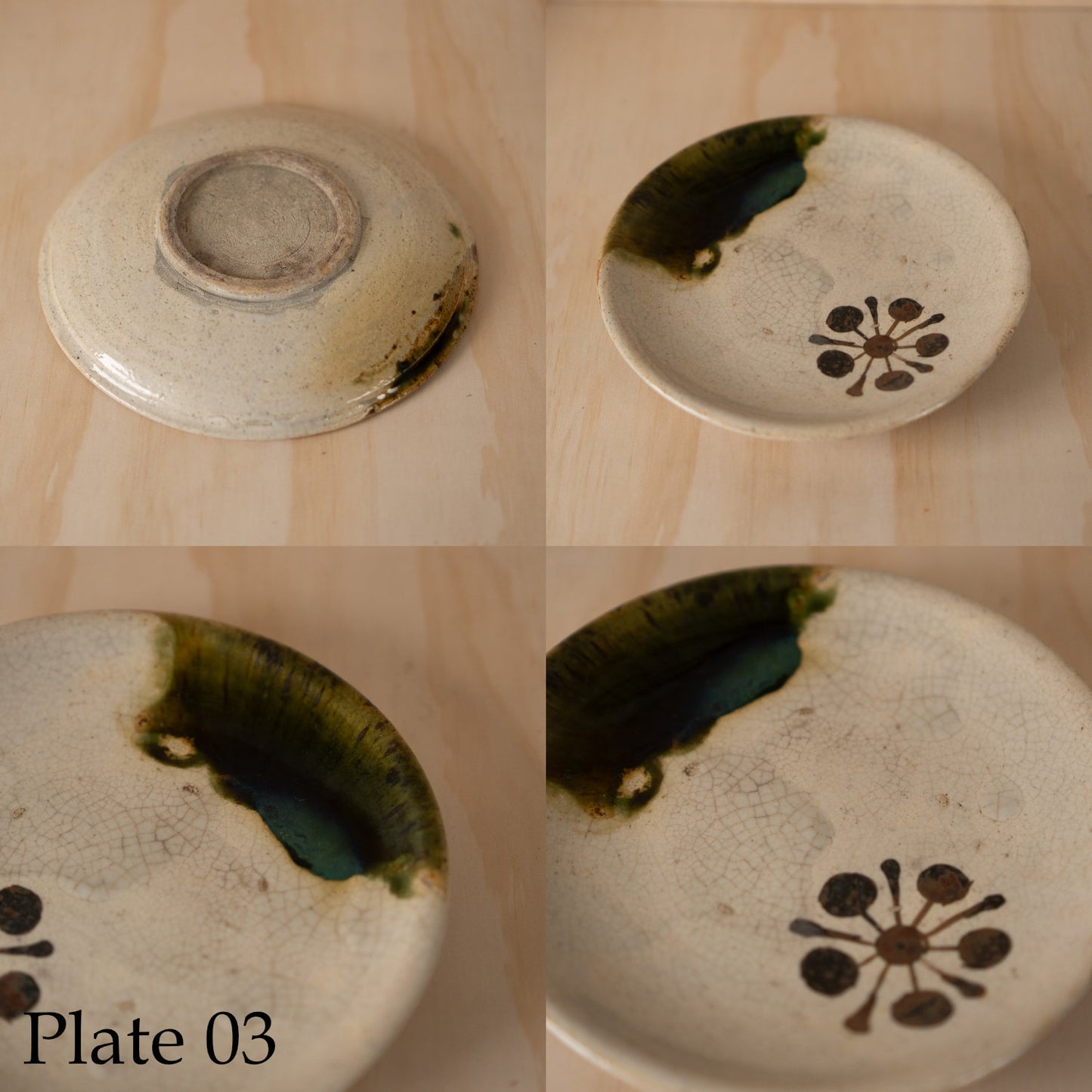 Antique Japanese Ceramic Edo period Mingei Oribe plate