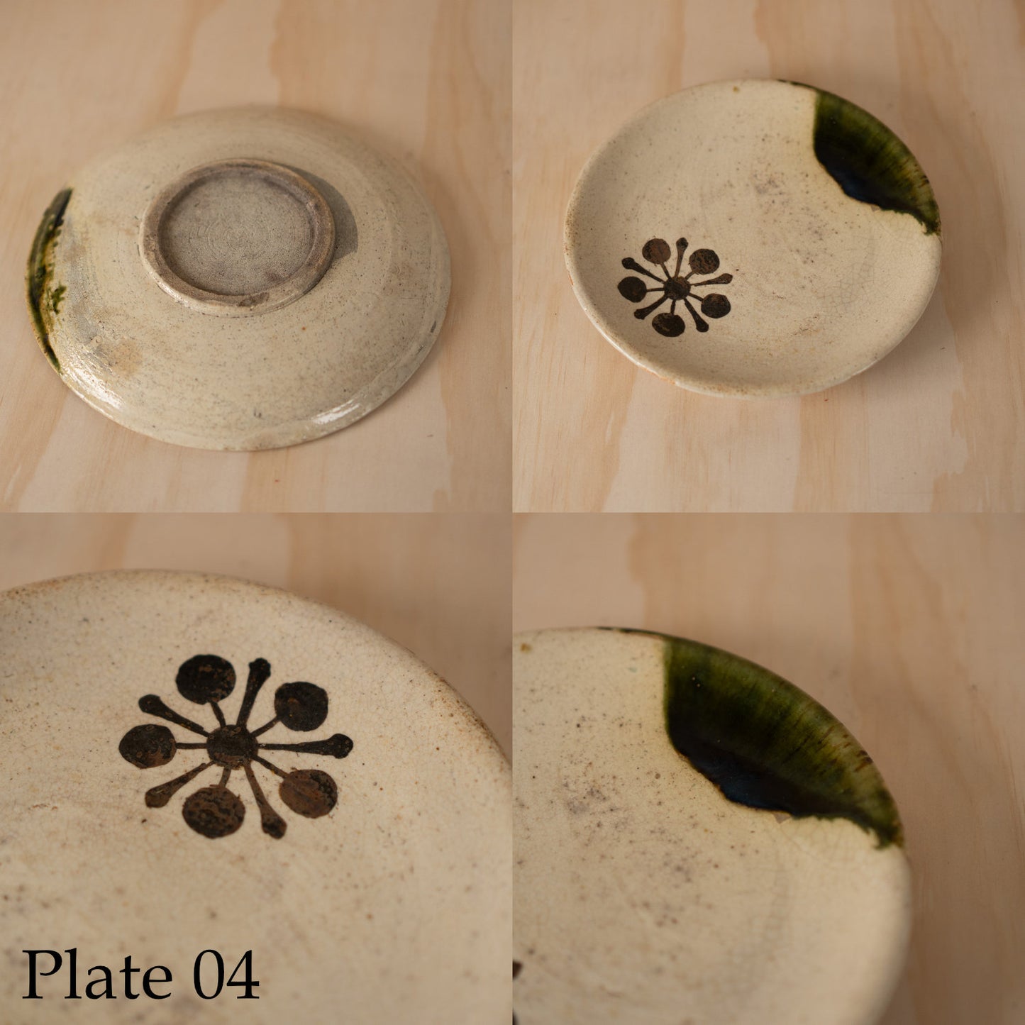 Antique Japanese Ceramic Edo period Mingei Oribe plate