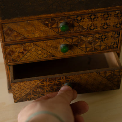 Vintage Showa Era Hakone Marquetry 3 Drawer Box