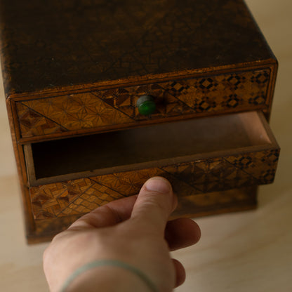 Vintage Showa Era Hakone Marquetry 3 Drawer Box