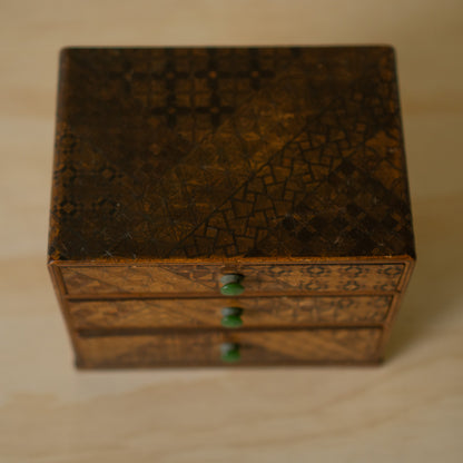Vintage Showa Era Hakone Marquetry 3 Drawer Box