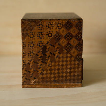 Vintage Showa Era Hakone Marquetry 3 Drawer Box