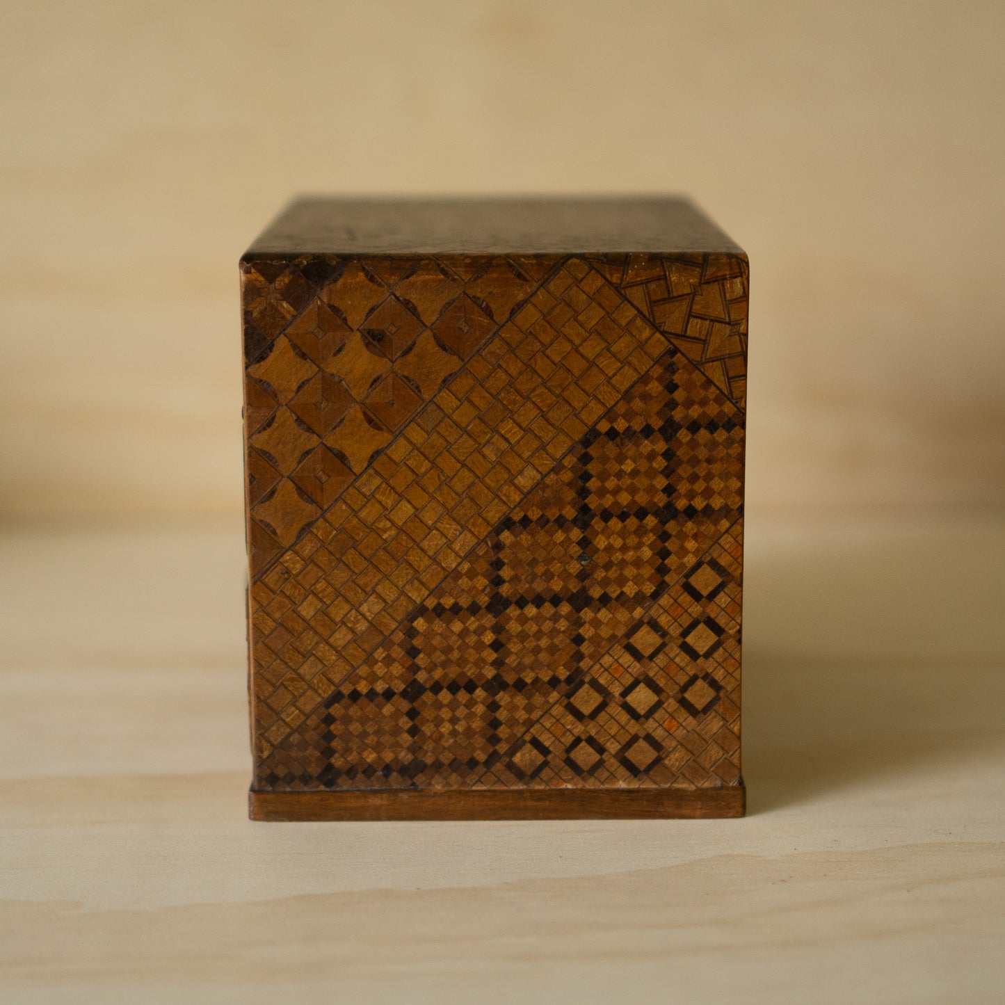 Vintage Showa Era Hakone Marquetry 3 Drawer Box