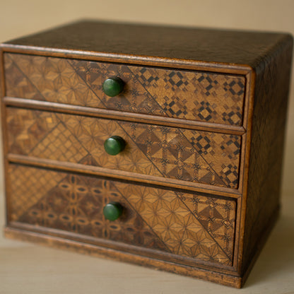 Vintage Showa Era Hakone Marquetry 3 Drawer Box