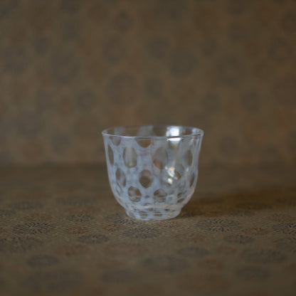 Hirota Glass - Japanese Milk Glass tea cup - Polka dots