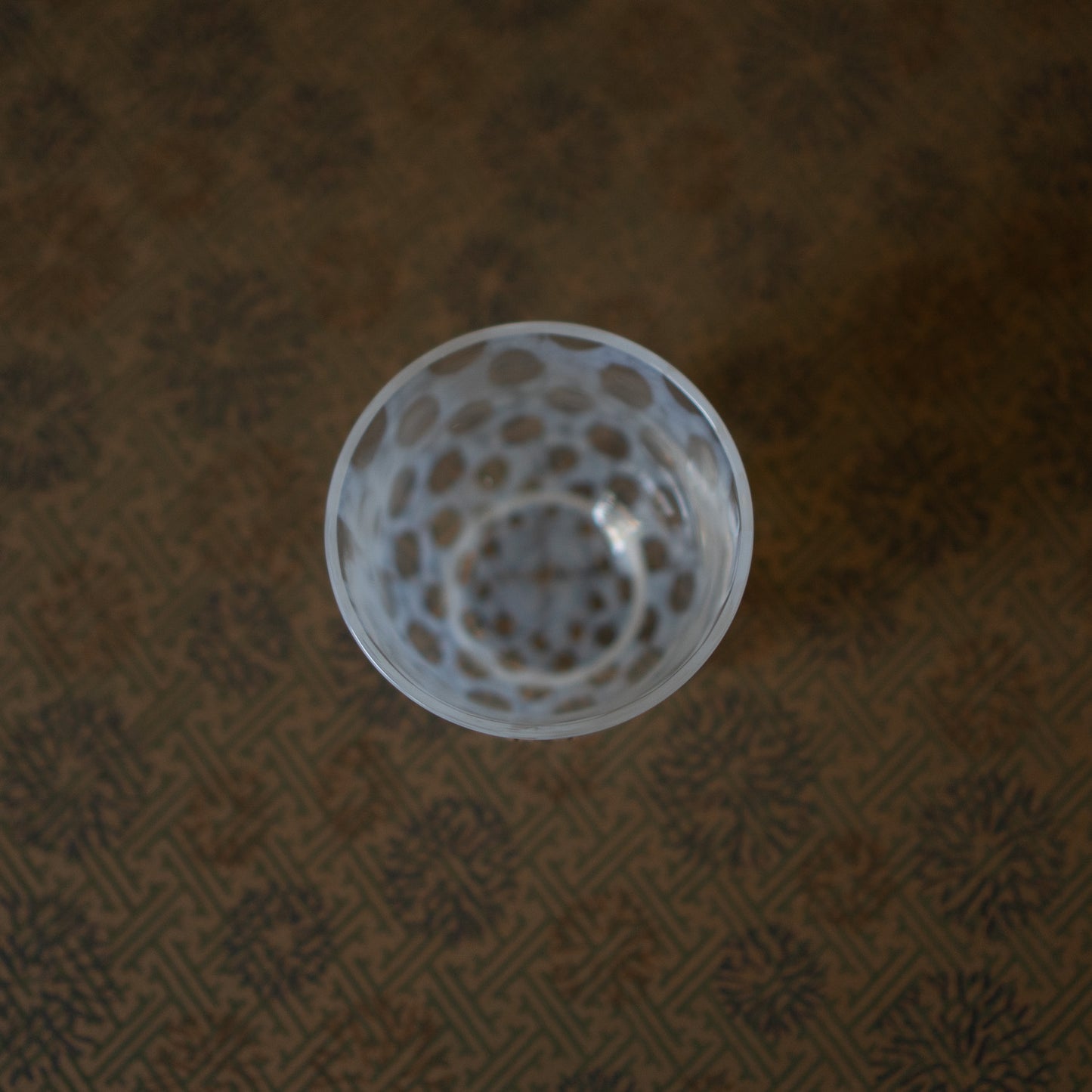 Hirota Glass - Japanese Milk Glass tea cup - Polka dots