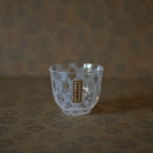 Hirota Glass - Japanese Milk Glass tea cup - Polka dots