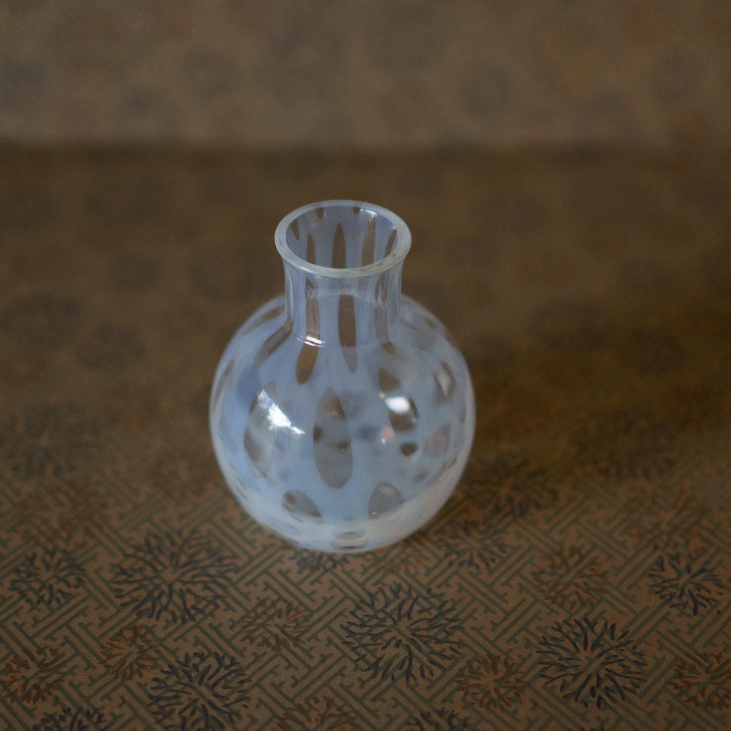 Hirota Glass - Japanese Milk Glass Vase - Polka dot