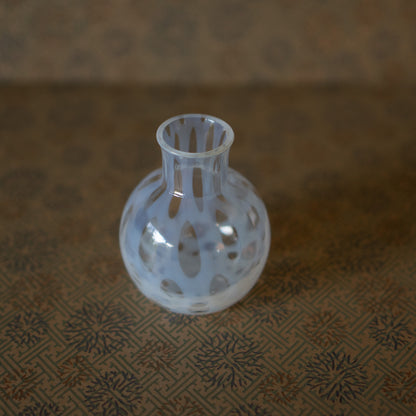 Hirota Glass - Japanese Milk Glass Vase - Polka dot