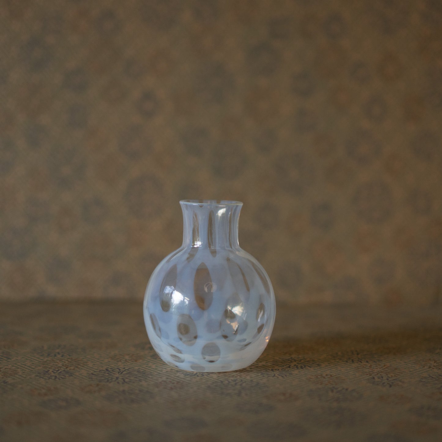 Hirota Glass - Japanese Milk Glass Vase - Polka dot