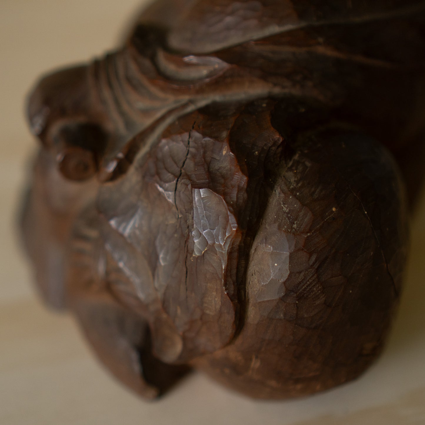 Vintage Japanese Carved Keyaki Elm Hotei Sculpture