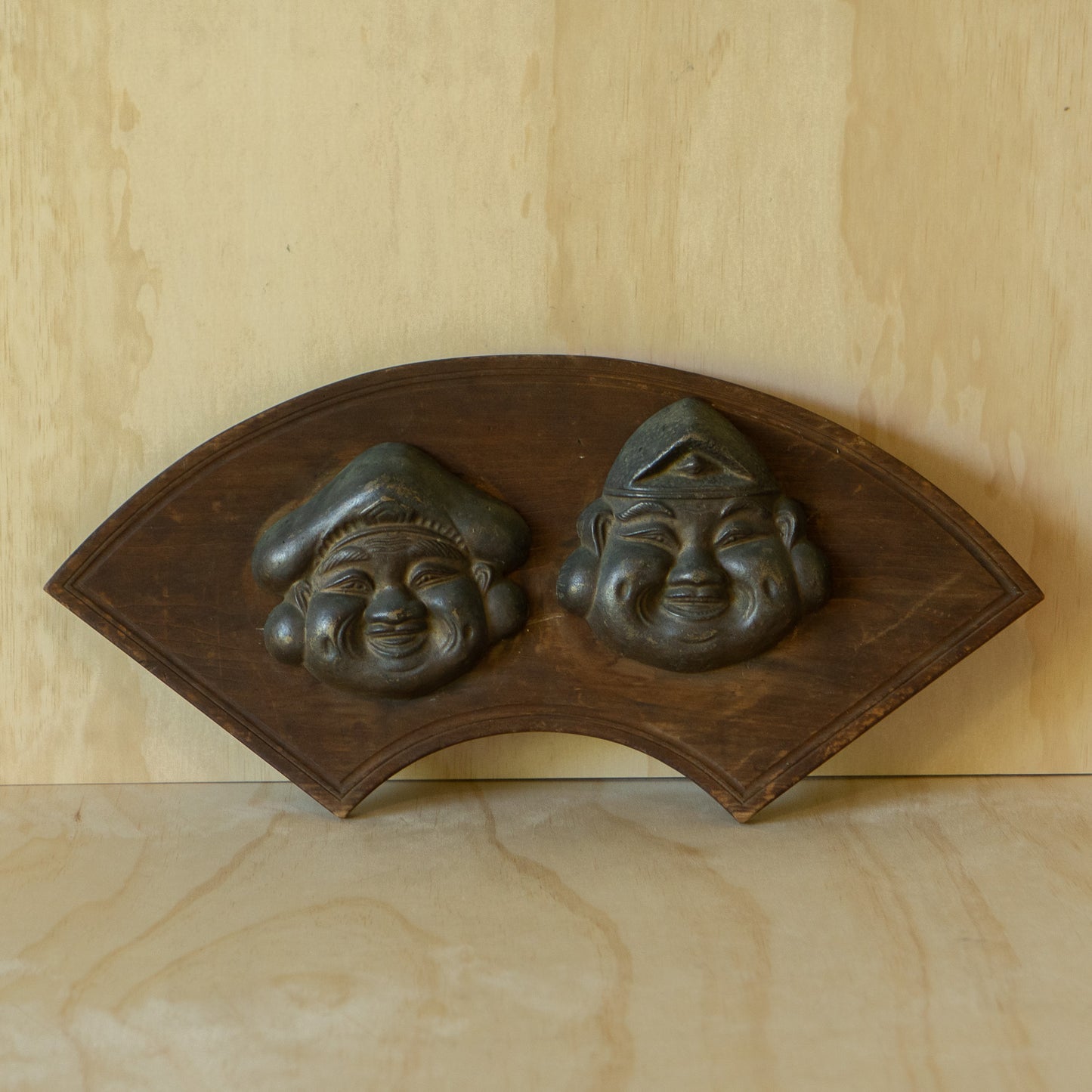 Antique Japanese Showa period Daikoku and Ebisu Plaque