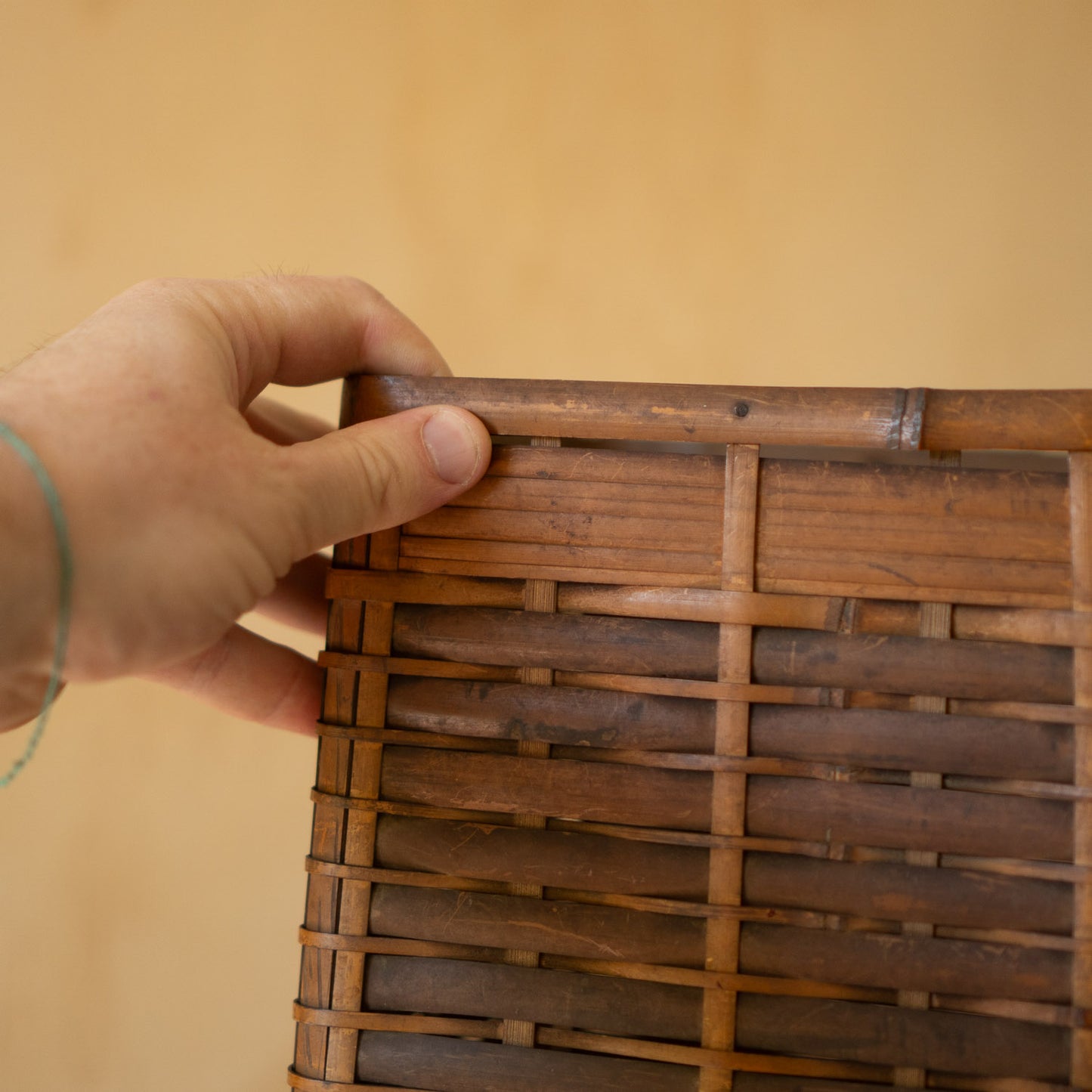 Vintage Japanese Square bamboo basket