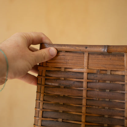 Vintage Japanese Square bamboo basket