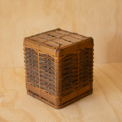 Vintage Japanese Square bamboo basket