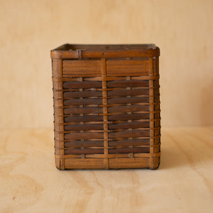 Vintage Japanese Square bamboo basket