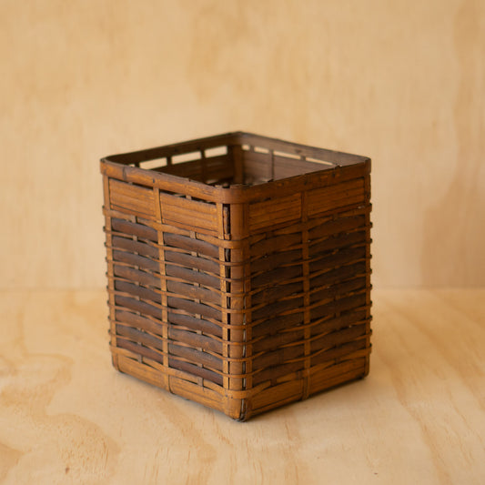 Vintage Japanese Square bamboo basket