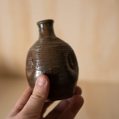 Vintage Japanese Ceramic Bizen Dimple sake bottle vase