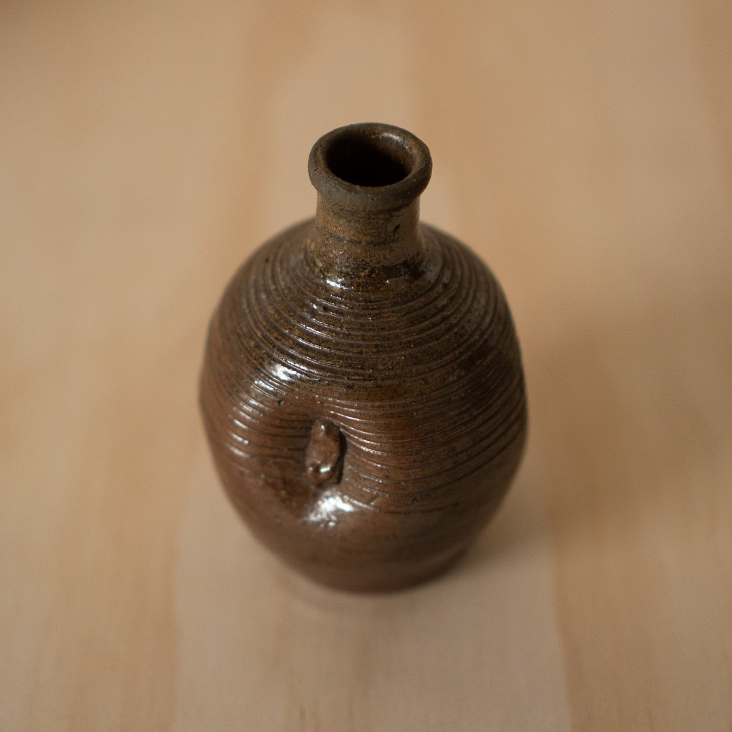 Vintage Japanese Ceramic Bizen Dimple sake bottle vase
