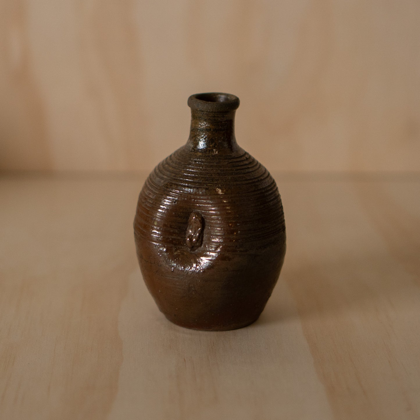 Vintage Japanese Ceramic Bizen Dimple sake bottle vase