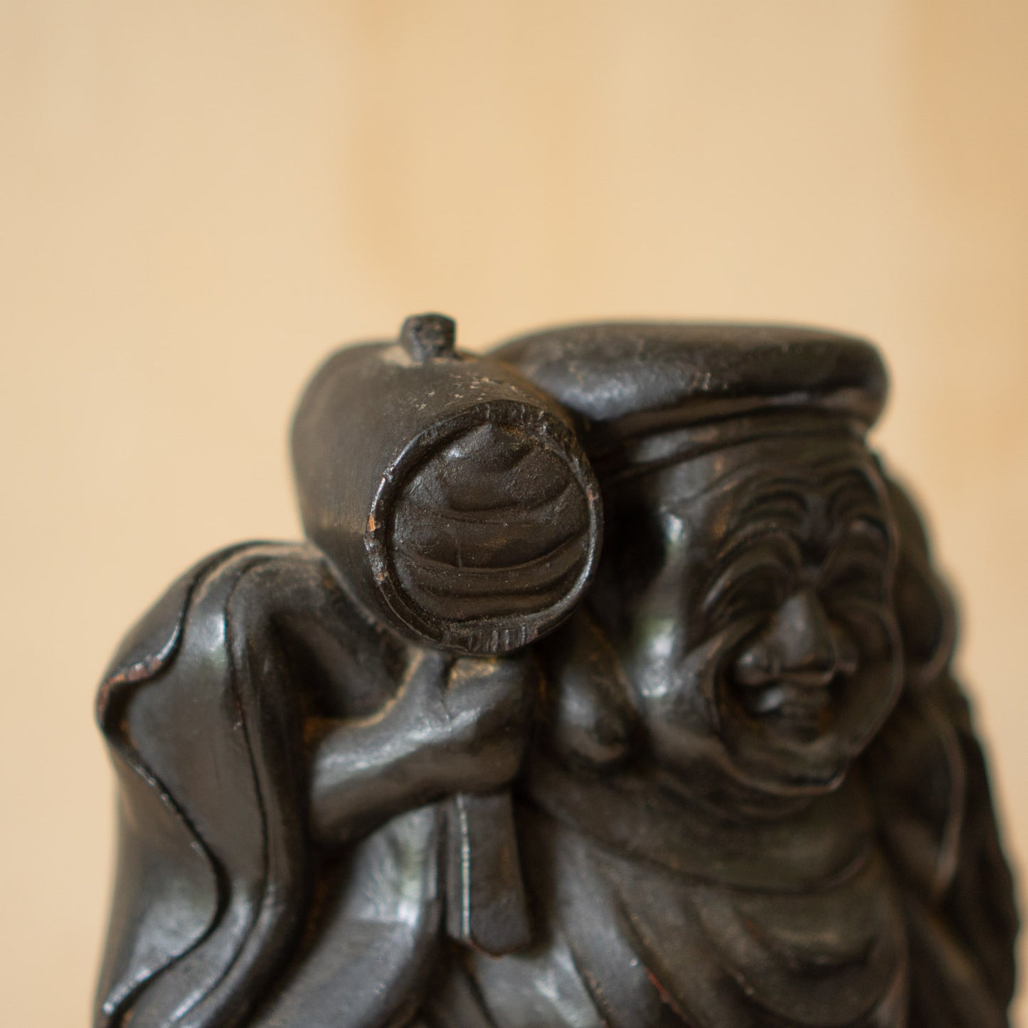 Antique Japanese Carved Daikoku Mingei Folk Art Sculpture