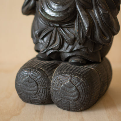 Antique Japanese Carved Daikoku Mingei Folk Art Sculpture