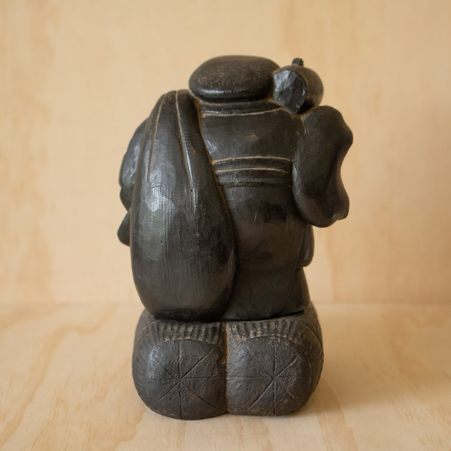 Antique Japanese Carved Daikoku Mingei Folk Art Sculpture