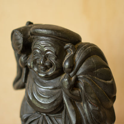 Antique Japanese Carved Daikoku Mingei Folk Art Sculpture