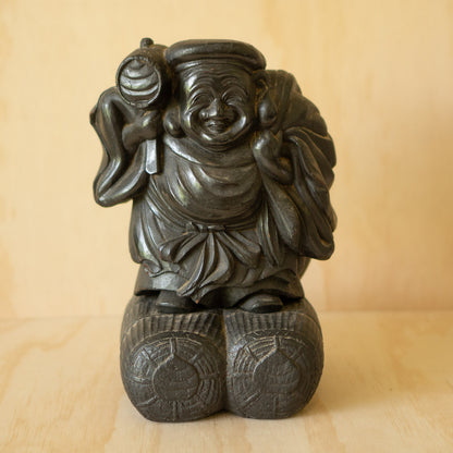 Antique Japanese Carved Daikoku Mingei Folk Art Sculpture