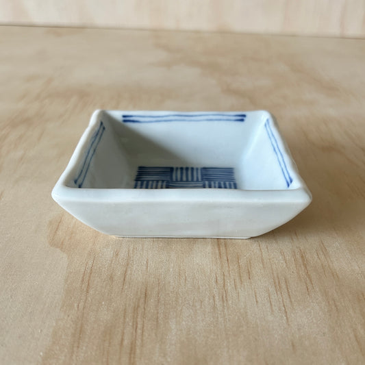 Japanese ceramic blue and white square dish