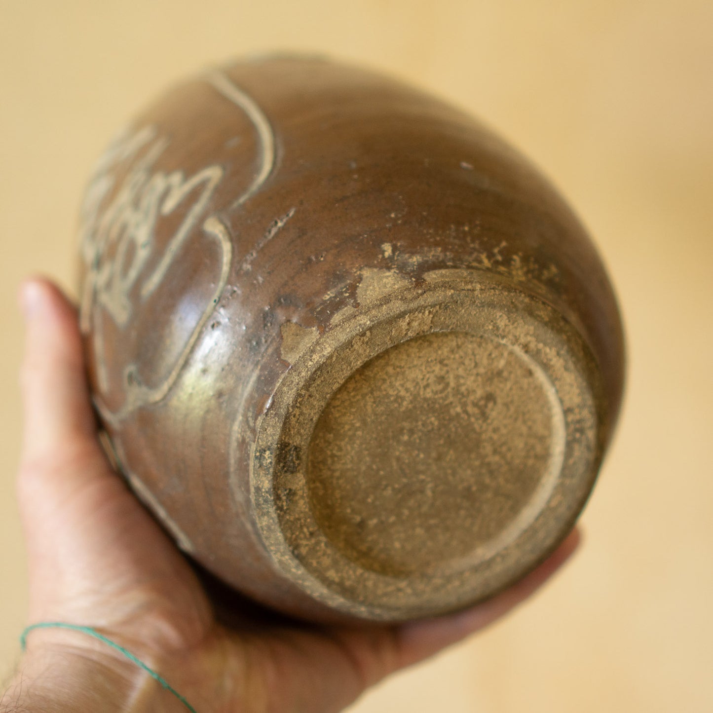 Vintage Japanese Brown and White Tokkuri Sake Bottle -Secret Reserve Kijōshu