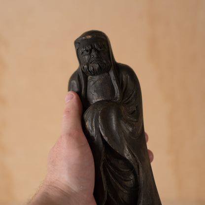 Vintage Japanese Carved Wood Standing Daruma Figure