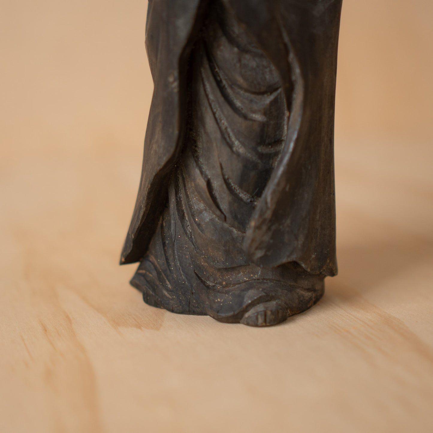Vintage Japanese Carved Wood Standing Daruma Figure