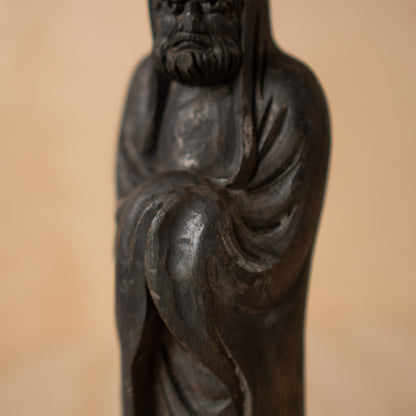 Vintage Japanese Carved Wood Standing Daruma Figure