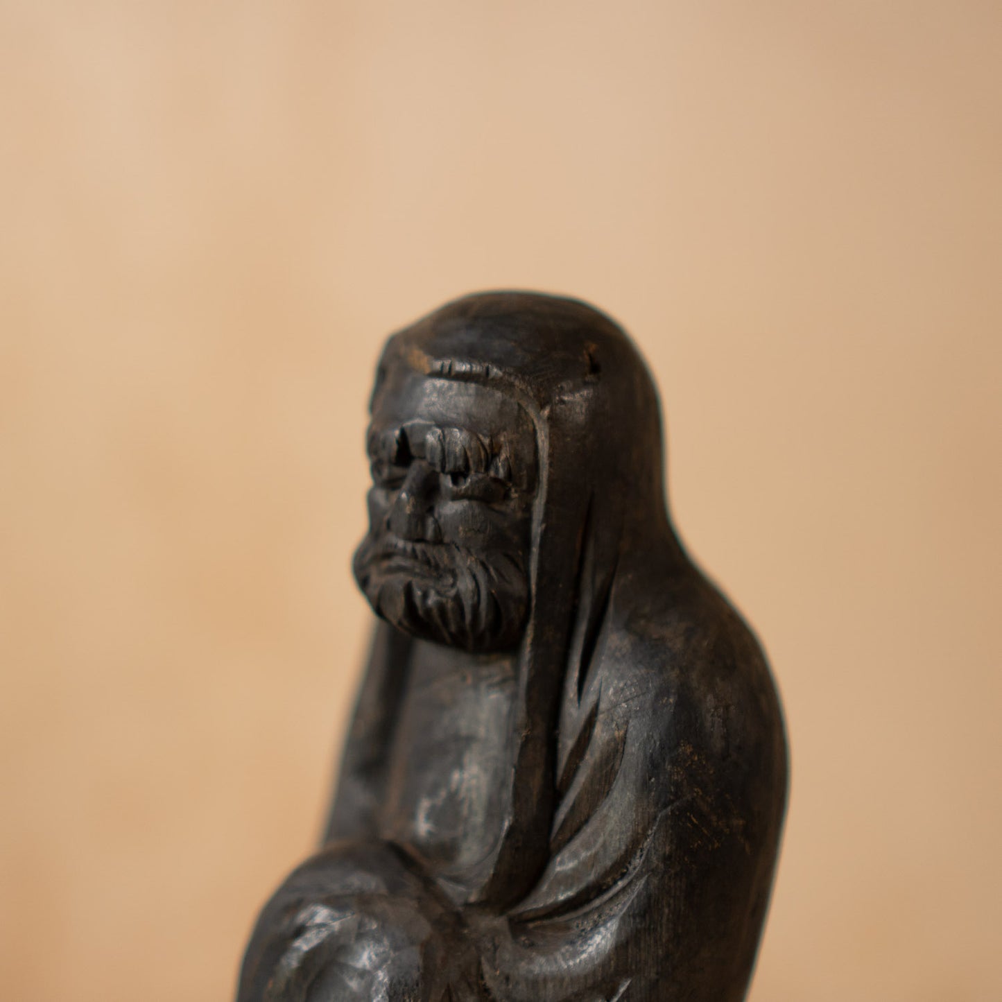 Vintage Japanese Carved Wood Standing Daruma Figure
