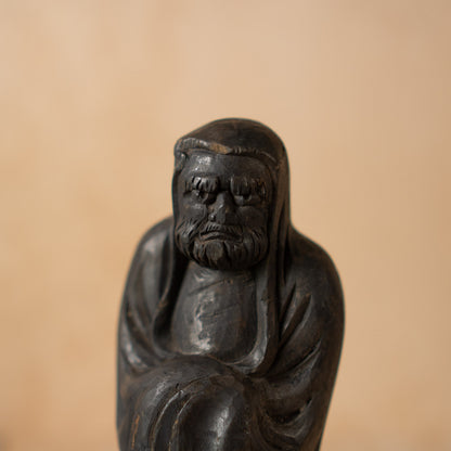 Vintage Japanese Carved Wood Standing Daruma Figure