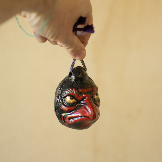 Vintage Japanese Oyama Cast Iron Tengu Suzu Bell