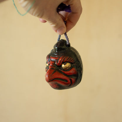 Vintage Japanese Oyama Cast Iron Tengu Suzu Bell