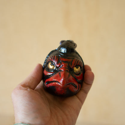 Vintage Japanese Oyama Cast Iron Tengu Suzu Bell