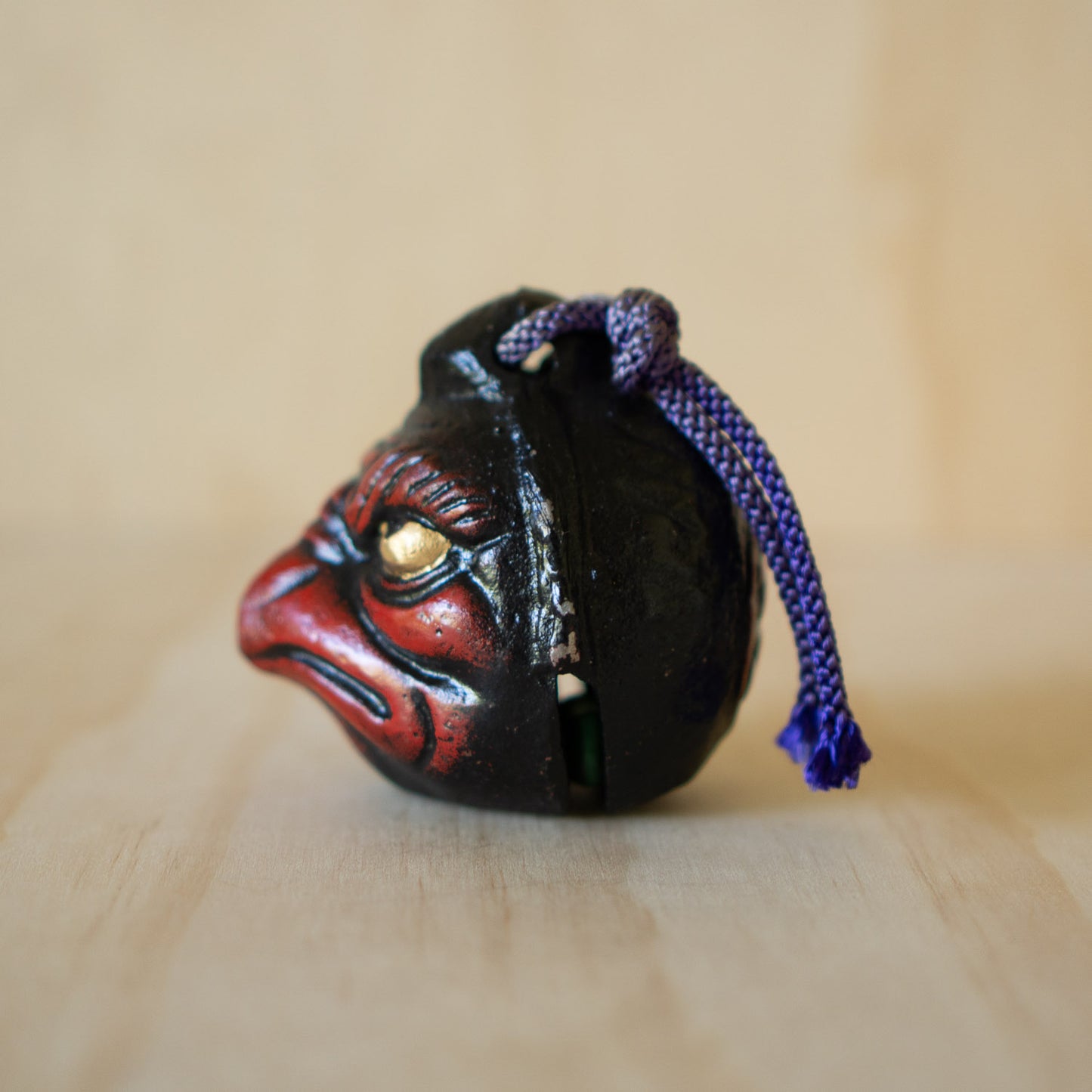 Vintage Japanese Oyama Cast Iron Tengu Suzu Bell