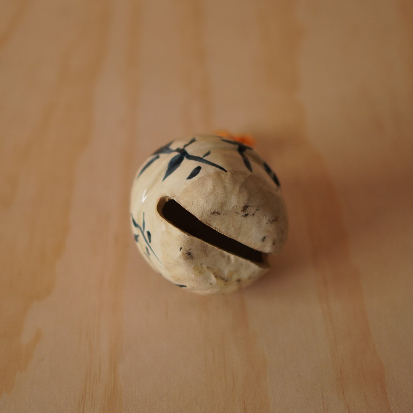 Vintage Japanese Glazed and Hand Painted Ceramic Suzu Bell