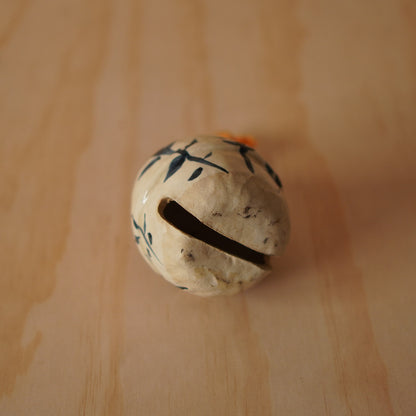 Vintage Japanese Glazed and Hand Painted Ceramic Suzu Bell