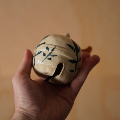 Vintage Japanese Glazed and Hand Painted Ceramic Suzu Bell