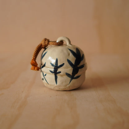 Vintage Japanese Glazed and Hand Painted Ceramic Suzu Bell