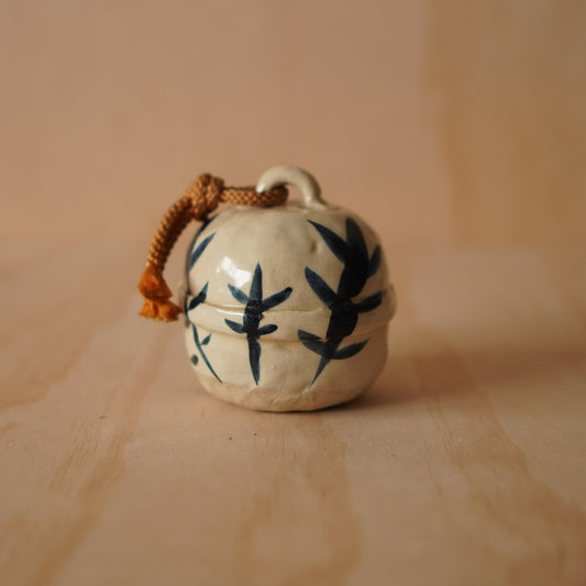 Vintage Japanese Glazed and Hand Painted Ceramic Suzu Bell