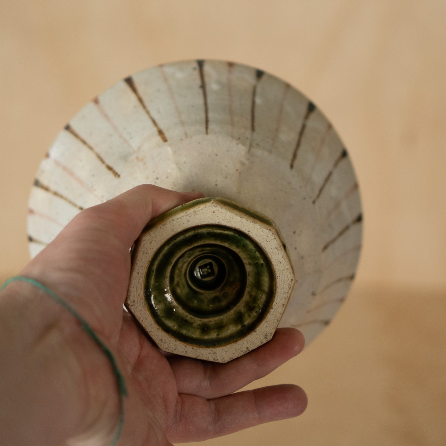 Vintage Japanese Stripey Footed Bowl