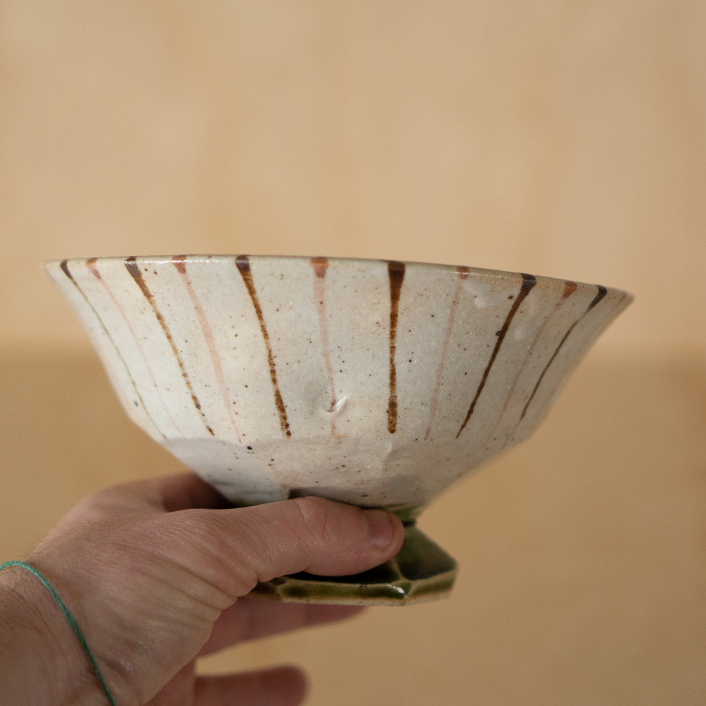 Vintage Japanese Stripey Footed Bowl